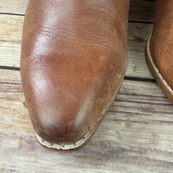 Deltan Womens Brown Distressed Leather Stacked Heel Western Ankle Boots Size 7M - Picture 10 of 12